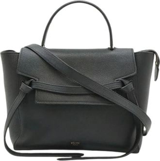 Celine Pre-owned Leder Micro Belt Bag 2Way Handtas - Dames - Vintage Heuptassen - Zwart - ONE Size - Leer - Vintage