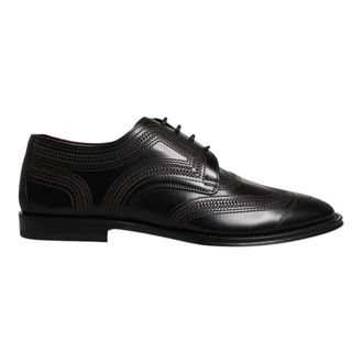 Dolce & Gabbana Geborduurde leren derby veterschoenen - Heren - Nette schoenen - Zwart - 41 EU - Leer - Schoenen