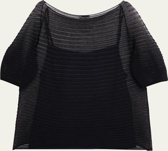 Lafayette 148 New York Sheer Harmonica-Pleated Sweater