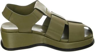 Jeffrey Campbell Schoenen, Dames, Groen, 36 EU, Leer, Platte sandaal