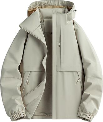 Generic Lightweight Waterproof Jackets Men Outdoor Rain Coats with Hooded Windbreaker Cycling Running Jacket Zip Pocket Showerproof Raincoat Windproof Hoodies