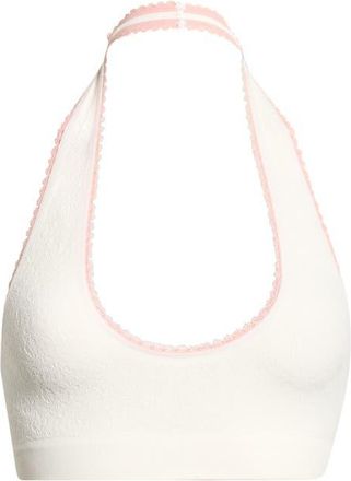 Free People Sweet Point Seamless Halter Bralette in White Alyssum Combo at Nordstrom, Size X-Small