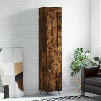 vidaXL Aparador De Madera Contrachapada Roble Ahumado 34,5x34x180 Cm Vidaxl