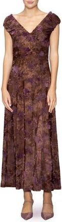 Melloday Floral Print Maxi Dress in Brown Abstract at Nordstrom Rack, Size X-Large