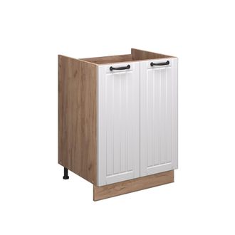 Vicco Mueble Bajo Para Fregadero Fame-line, Blanco Casa De Campo/roble Dorado, 60 Cm, Vicco