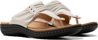 Clarks Womens Laurieann Arla Flat Sandal, White Multi Leather, 9 Wide
