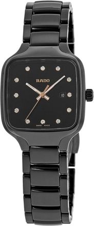 Rado TRUE Square Diamonds Black Dial Ceramic Womens Watch R27080702