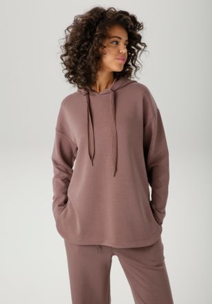 Aniston Sweatshirt ANISTON CASUAL, Damen, Gr. 38, mocha mousse, Jersey, Obermaterial: 59% Modal, 35% Polyester, 6% Elasthan, unifarben, oversize h&uuml;ftbedeckend