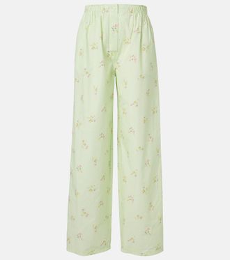 Prada Pantalones anchos de algod&oacute;n florales