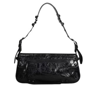 Balenciaga Shoulder Bags, female, Black, Size: ONE SIZE Black Foldover Shoulder Bag with Pockets