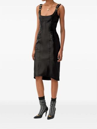 Versace Nappa Leather Midi Dress - Black