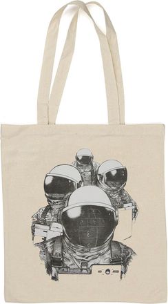 Generic Four Astronaut Graphic Natural Cotton Tote Bag White