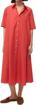 ottod'Ame Poplin Midi Shirt Dress In Fiamma