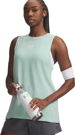 Under Armour Trainingstop UNDER ARMOUR UA RIVAL MUSCLE TANK, Damen, Gr. XXL, enamel blau,, wei&szlig;, Obermaterial: 57% Baumwolle, 38% Polyester, 5% Elasthan, Rundhals,