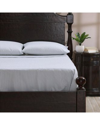 Cuddledown 300 Thread Count Striped Organic Percale Sheet Set