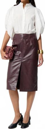 Vanessa Bruno Felindra Leather Skirt In Burgundy
