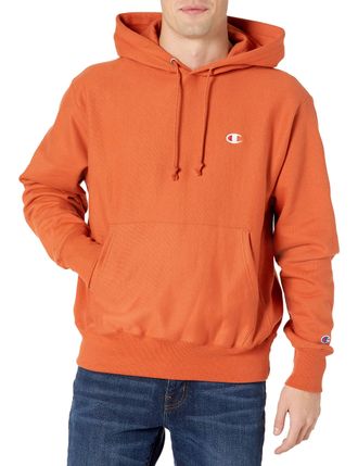 Champion Mens Reverse Weave Hooded Sweatshirt, Ambitious Orange-y06145, Medium