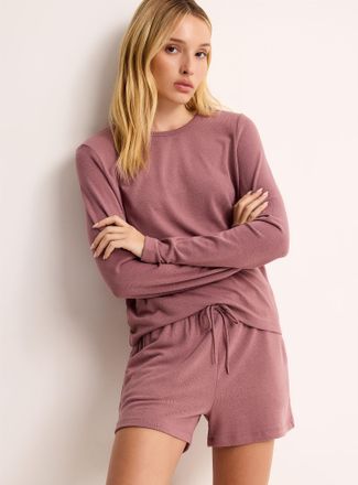 Miiyu Womens Solid ajustable-waist lounge short