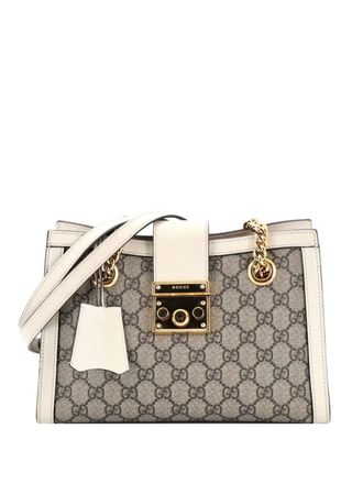 Gucci Padlock Chain Tote GG Coated Canvas with Leather Small shoulder bag - women - Calf Leather - One Size - Brown