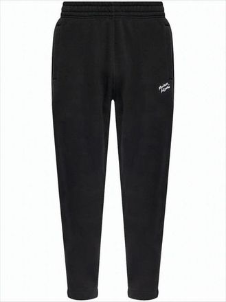Maison Kitsuné Black Tapered Jogger Pants With Embroidered Logo
