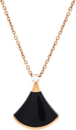 Bulgari Divas Dream Pendant Necklace 18K Rose Gold with Onyx and Diamond Small