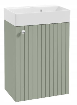OEM Mueble De Ba&ntilde;o Suspendido Con Lavabo De Eucalipto, Tirador Cromado, Ranurado, 50x70cm Kiara