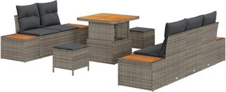 vidaXL Conjunto De Sof&aacute; De Jard&iacute;n Con Coj&iacute;n 8 Pcs Gris Polirat&aacute;n Vidaxl