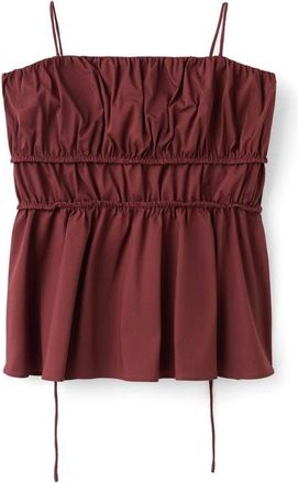 Mango Shirred Stretch Cotton Camisole in Burnt Orange at Nordstrom, Size X-Small