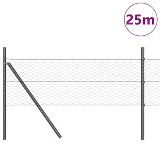 Berkfield Home Hexagon Fence Grey 0.8x25 m Steel
