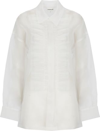 P.A.R.O.S.H. White Shake Draped Silk Shirt