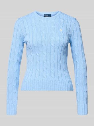 Polo Ralph Lauren Regular Fit Strickpullover aus reiner Baumwolle Modell JULIANNA-LONG in Hellblau, Gr&ouml;&szlig;e XXL