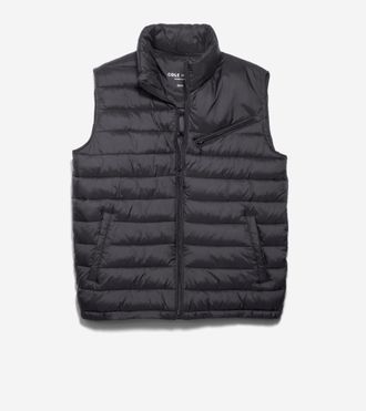 Cole Haan Mens Zip Front Quilted Vest - Black Size Small