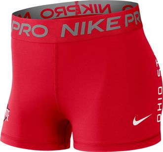 Nike Ohio State Pro Nike Womens Dri-FIT College Mid-Rise Shorts in Red | 04PR65NOH-5KT