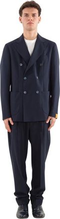 Santaniello Elegante wollen double-breasted pak - Heren - Business pakken - Blauw - L - Wol - Kostuums