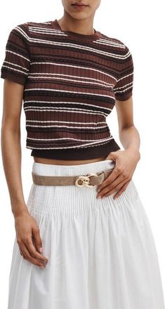 Rag & Bone Karina Stripe Rib Sweater in Mahogany at Nordstrom, Size X-Small
