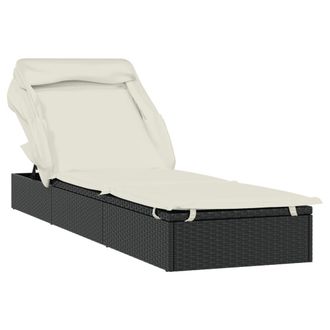 vidaXL Vidaxl - Tumbona Con Toldo Plegable Rat&aacute;n Sint&eacute;tico Negro 213x63x97cm