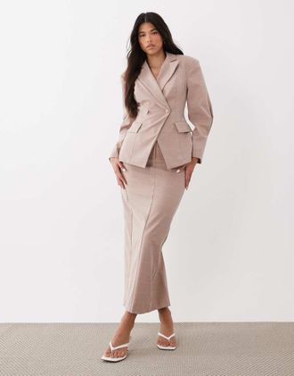 Asos Gonna longuette midi rosa a quadri in coordinato