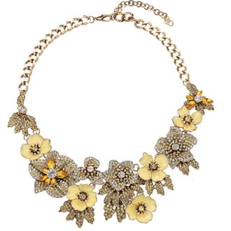 Eye Candy Los Angeles Yellow Flower Statement Necklace in Silver And Yellow at Nordstrom Rack