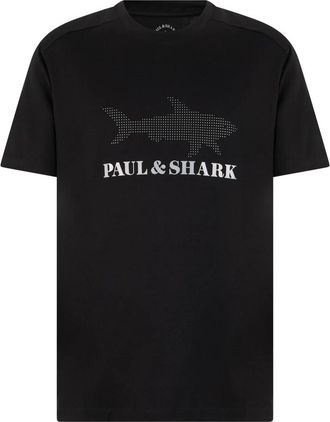 Paul & Shark T-shirt met gestileerd design - Heren - T-shirts - Zwart - L - Leer - Tops