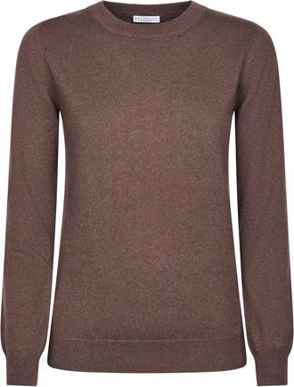 Brunello Cucinelli Truien & Vesten, Dames, Bruin, XS, Girocollo M/L