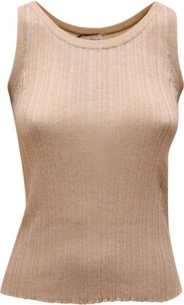 Marella Tiro Lurex Tank Top - Dames - Tops zonder mouwen - Beige - S - Tops