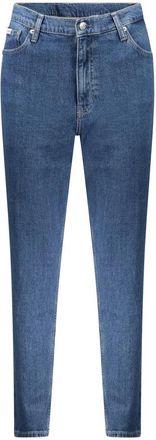 Calvin Klein Jeans, Dames, Blauw, W29 L28, Katoen, Blauwe Katoenen Mom Jeans met Logo