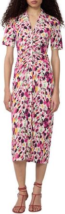 Diane Von F&uuml;rstenberg Zoey Short Sleeve Ruched Shirtdress in Sherbet Pony Multi at Nordstrom, Size Xx-Small