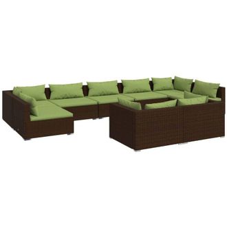 vidaXL 9 Pcs Garden Lounge Set Con Coj&iacute;n Mimbre Pe Brown