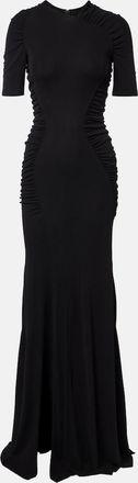 Victoria Beckham Ruched cr&ecirc;pe jersey maxi dress