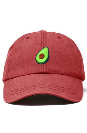 Dalix Avocado Embroidered Food Hat in Washed Red at Nordstrom