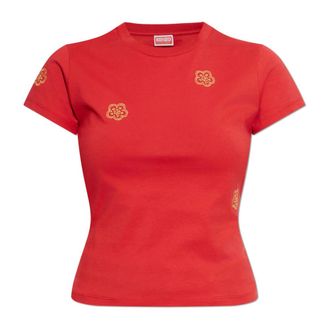 Kenzo T-Shirts, female, Red, Size: XL T-shirt with Embroidered Logo