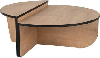 Dmora Dmora - Mesa De Caf&eacute; Dain, Mesa De Centro Baja, Revistero Para Sof&aacute;, Estante De La Sala De Estar, 90x60 H35 Cm, Roble Y Negro