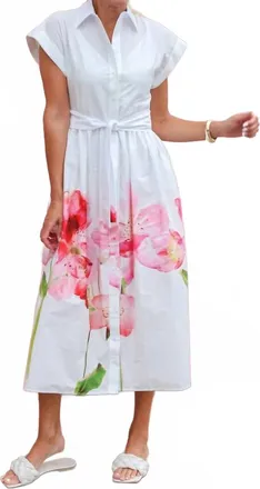 Lavender Brown Ocean Dress In White/pink