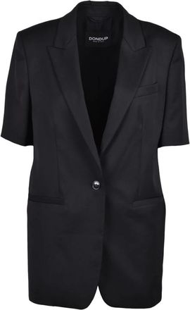Dondup Giacca Sfiancata Lunga - Dames - Blazers - Zwart - L - Wol - Jassen